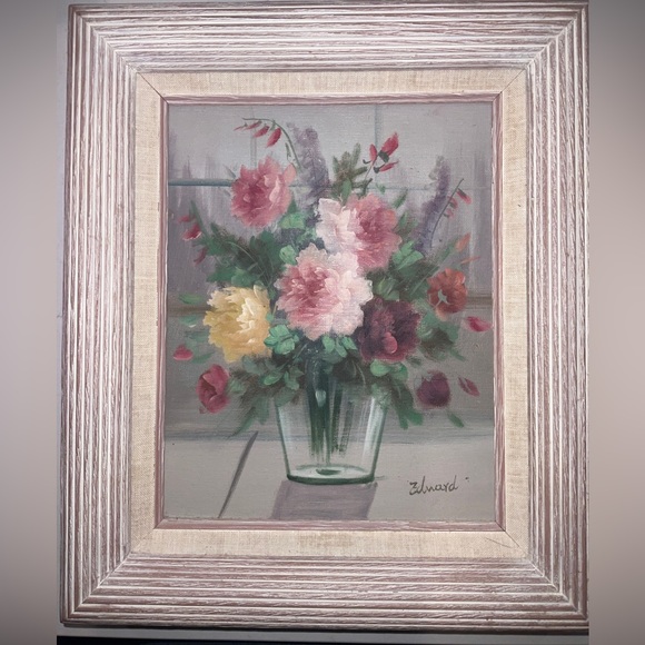 Vintage Framed Floral Painting Signed